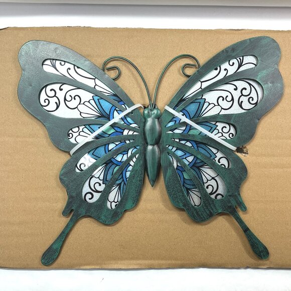 Liffy Metal Butterfly Wall Decor Outdoor Sculpture For Patio Garden Or Home 11" - Picture 1 of 9